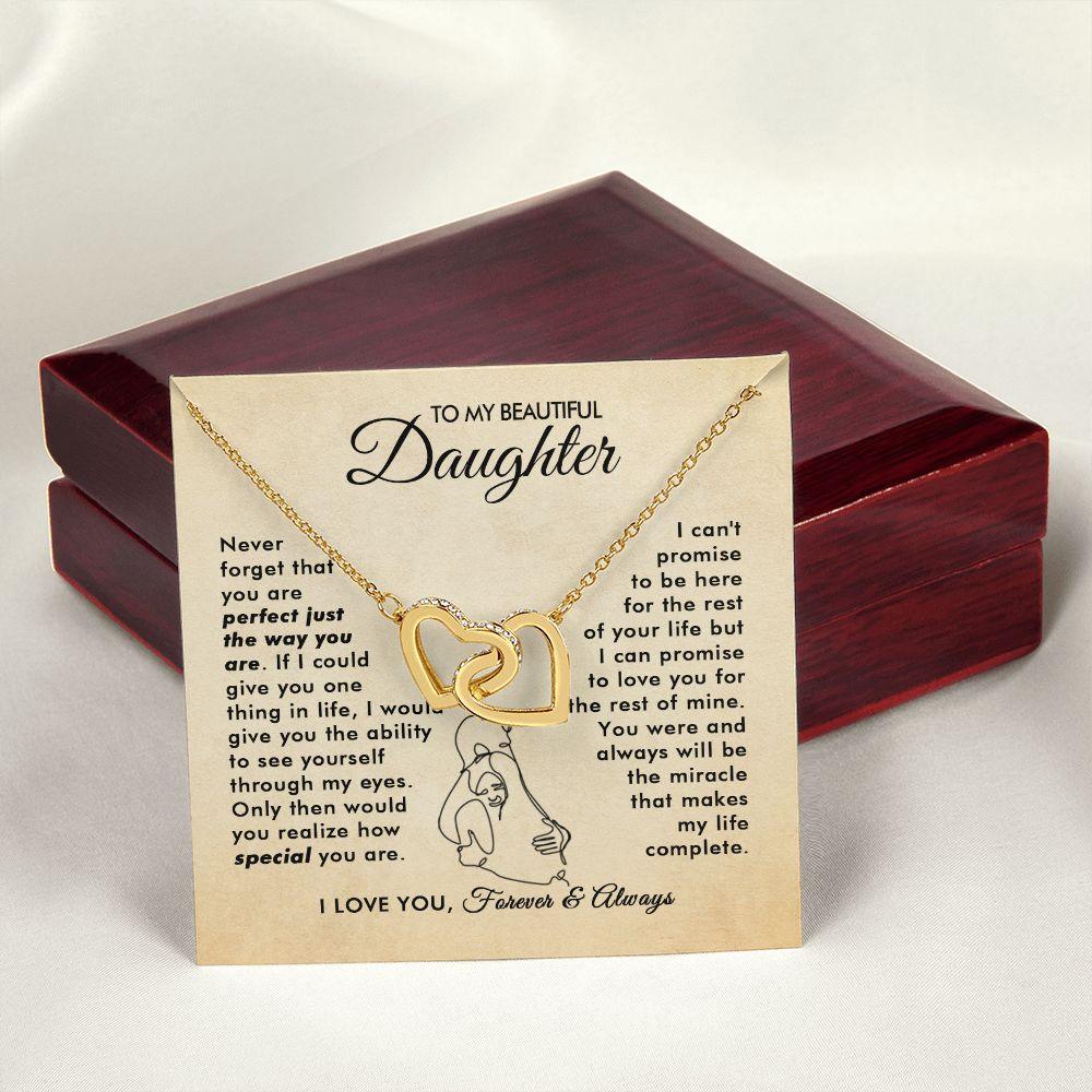 To My Beautiful Daughter - The Way You Are - Interlocking Hearts Necklace - Everyoou
