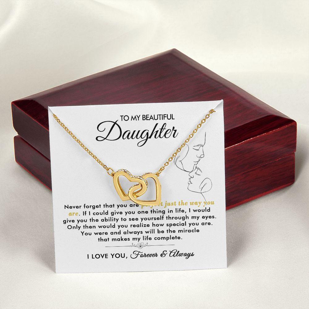 To My Beautiful Daughter - The Way You Are - Interlocking Hearts Necklace - Everyoou