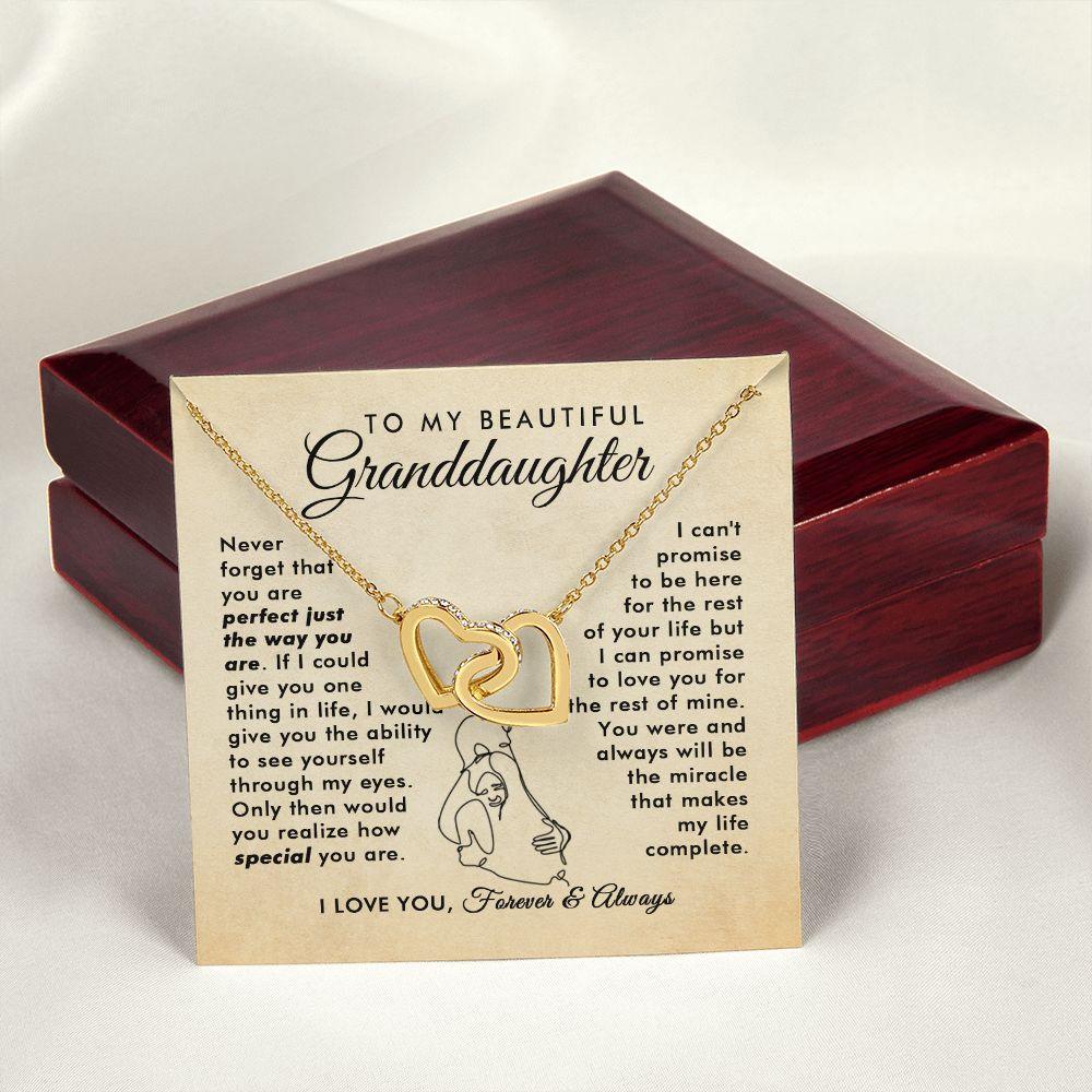To My Beautiful Granddaughter - Rest Of My Life - Interlocking Hearts Necklace - Everyoou