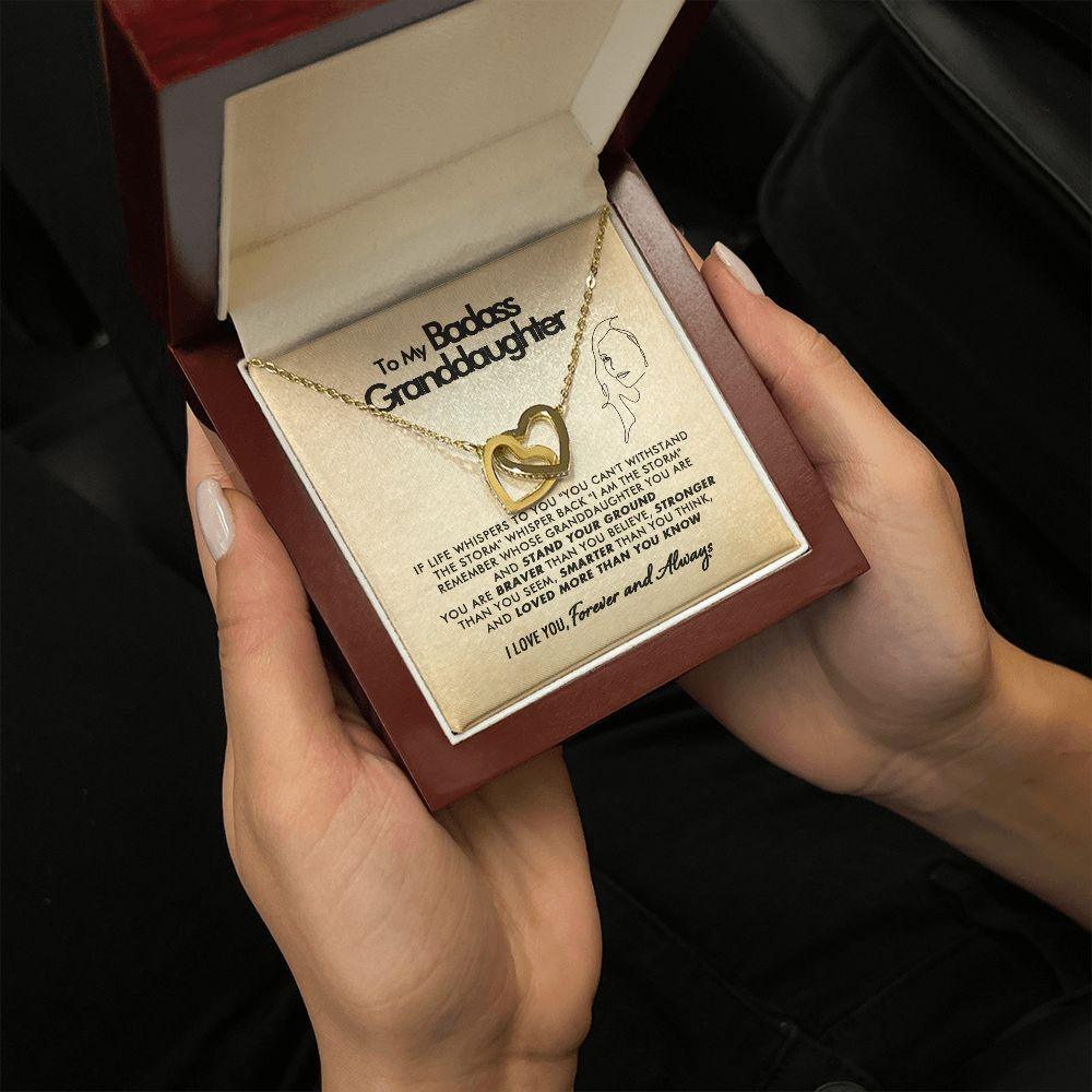 To My Badass Granddaughter - Loved - Interlocking Hearts Necklace - Everyoou