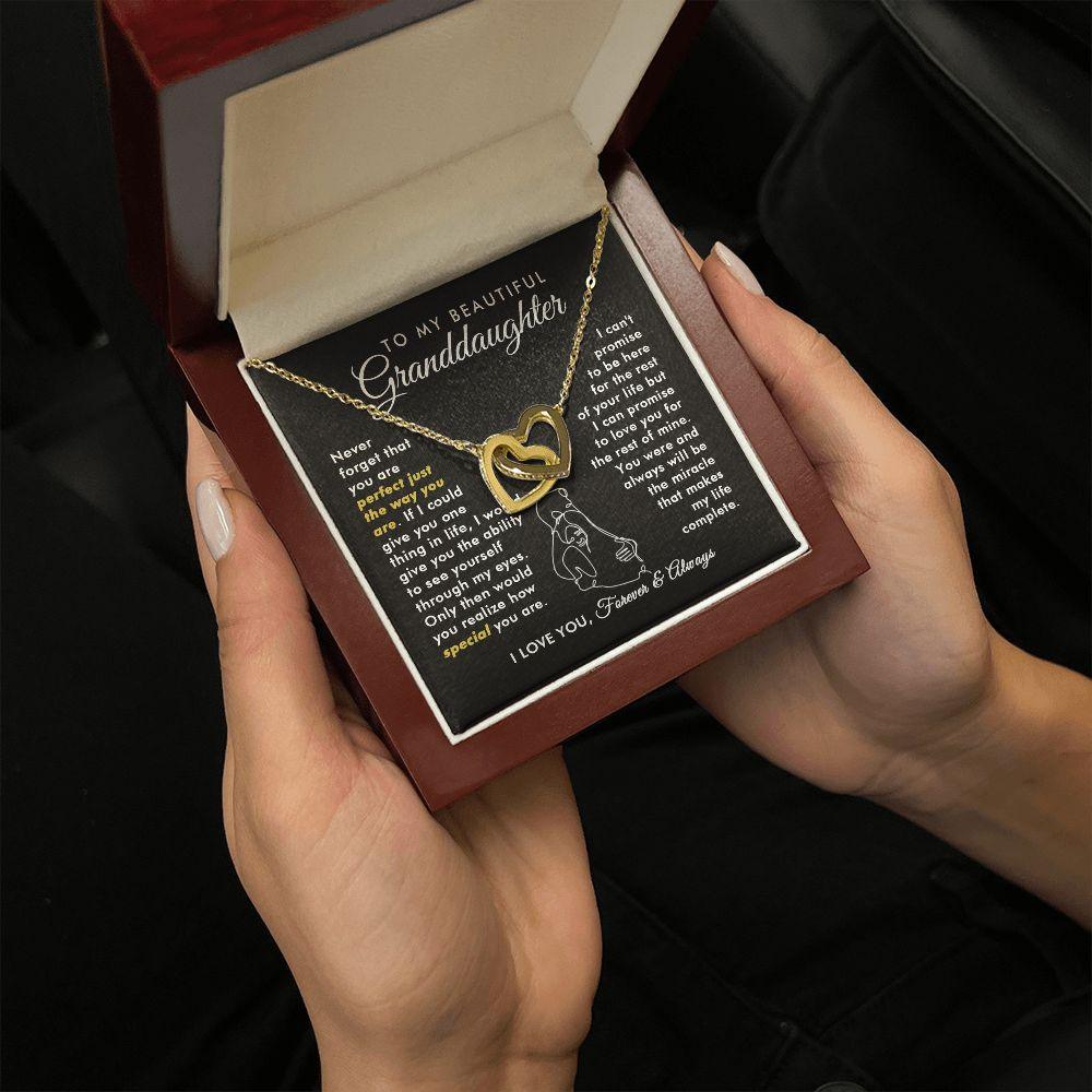 To My Beautiful Granddaughter - Promise - Interlocking Hearts Necklace - Everyoou
