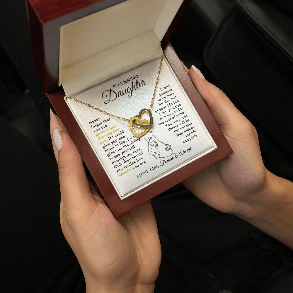 To My Beautiful Daughter - The Way You Are - Interlocking Hearts Necklace - Everyoou