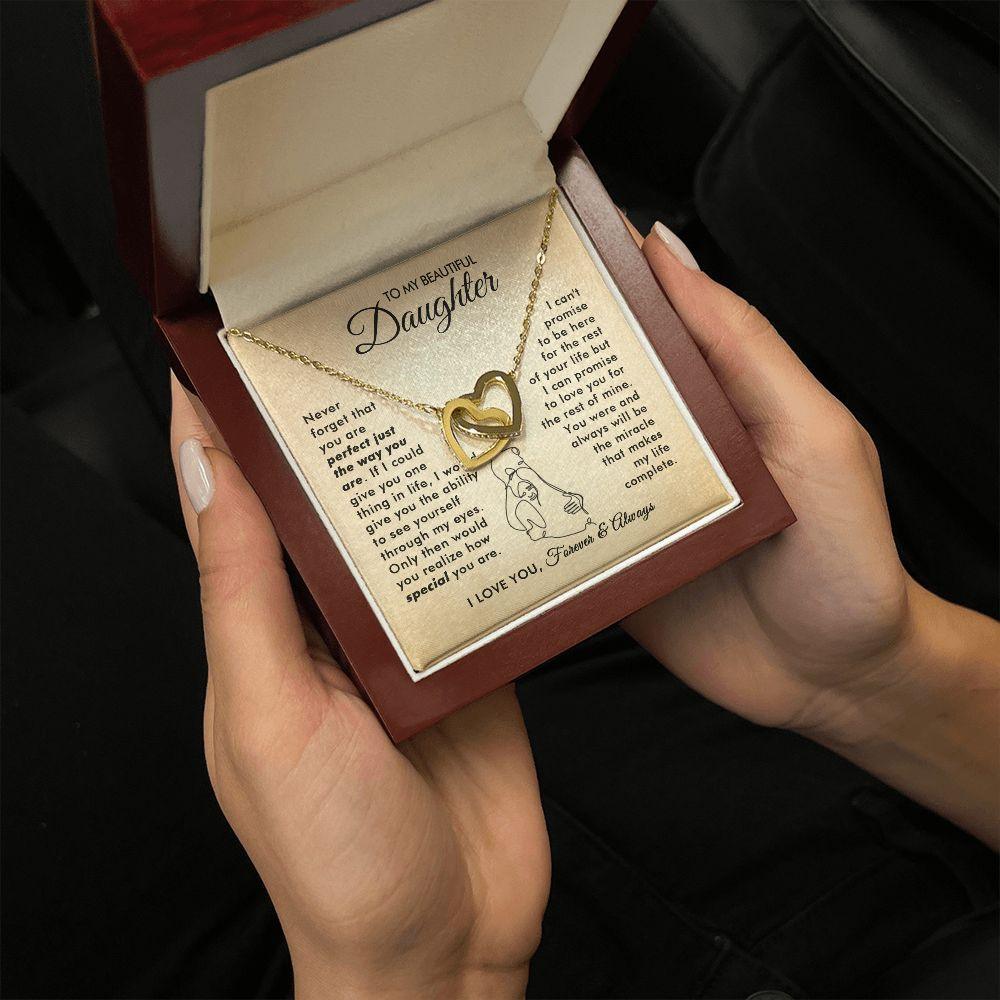 To My Beautiful Daughter - The Way You Are - Interlocking Hearts Necklace - Everyoou