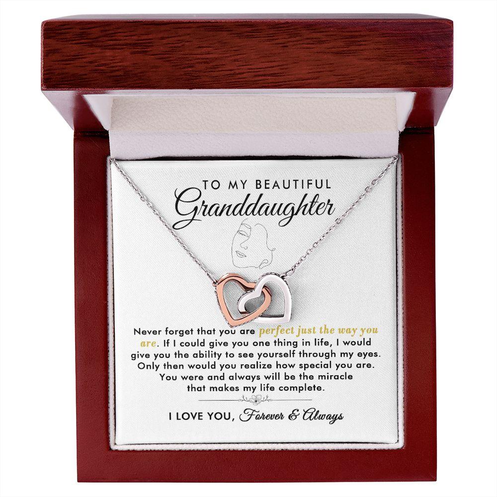 To My Beautiful Granddaughter - Forever - Interlocking Hearts Necklace - Everyoou