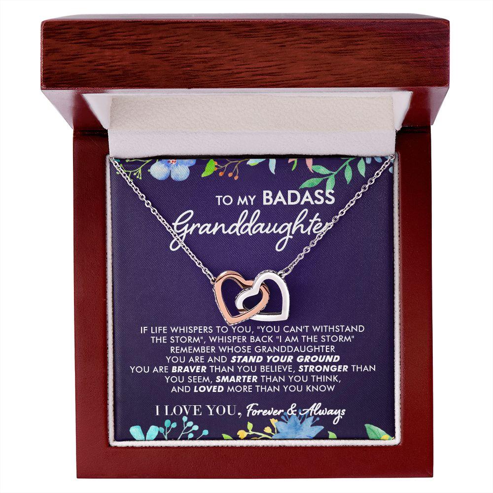 To My Badass Granddaughter - Blooming Storm - Interlocking Hearts Necklace - Everyoou