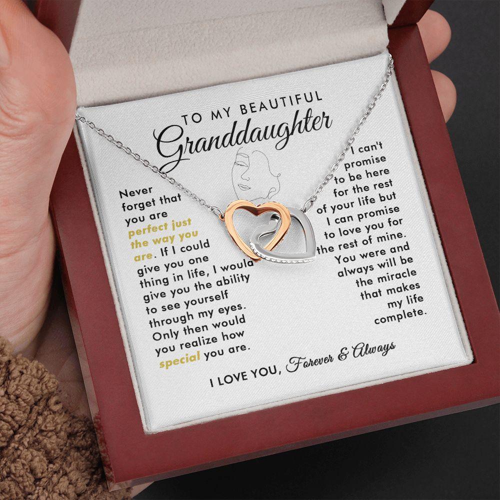 To My Beautiful Granddaughter - Never Forget - Interlocking Hearts Necklace - Everyoou