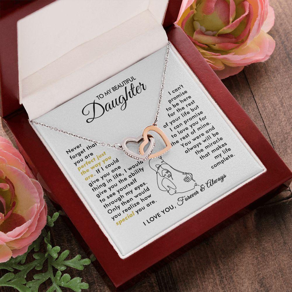 To My Beautiful Daughter - The Way You Are - Interlocking Hearts Necklace - Everyoou