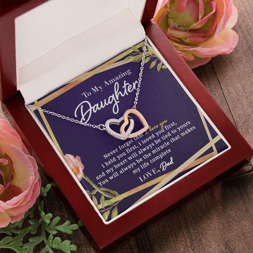 To My Amazing Daughter - Tied To You - Interlocking Hearts Necklace - Everyoou