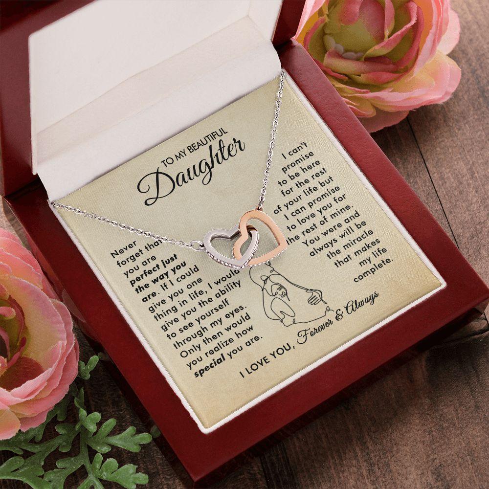 To My Beautiful Daughter - The Way You Are - Interlocking Hearts Necklace - Everyoou