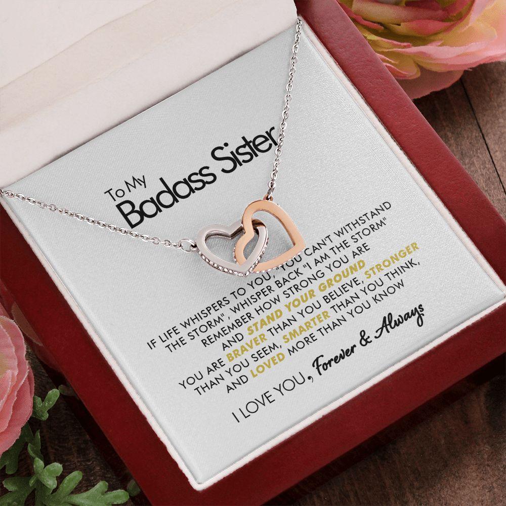 To My Badass Sister - Stand Your Ground - Interlocking Hearts Necklace - Everyoou