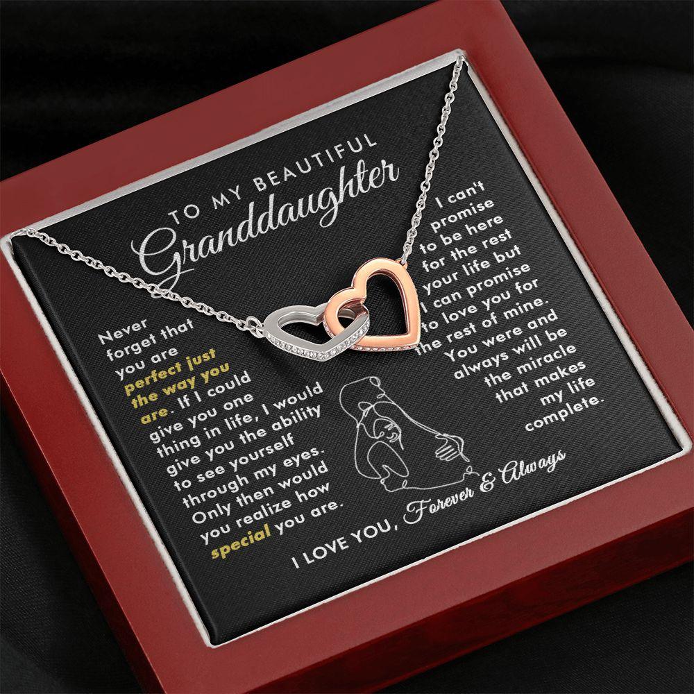 To My Beautiful Granddaughter - Promise - Interlocking Hearts Necklace - Everyoou