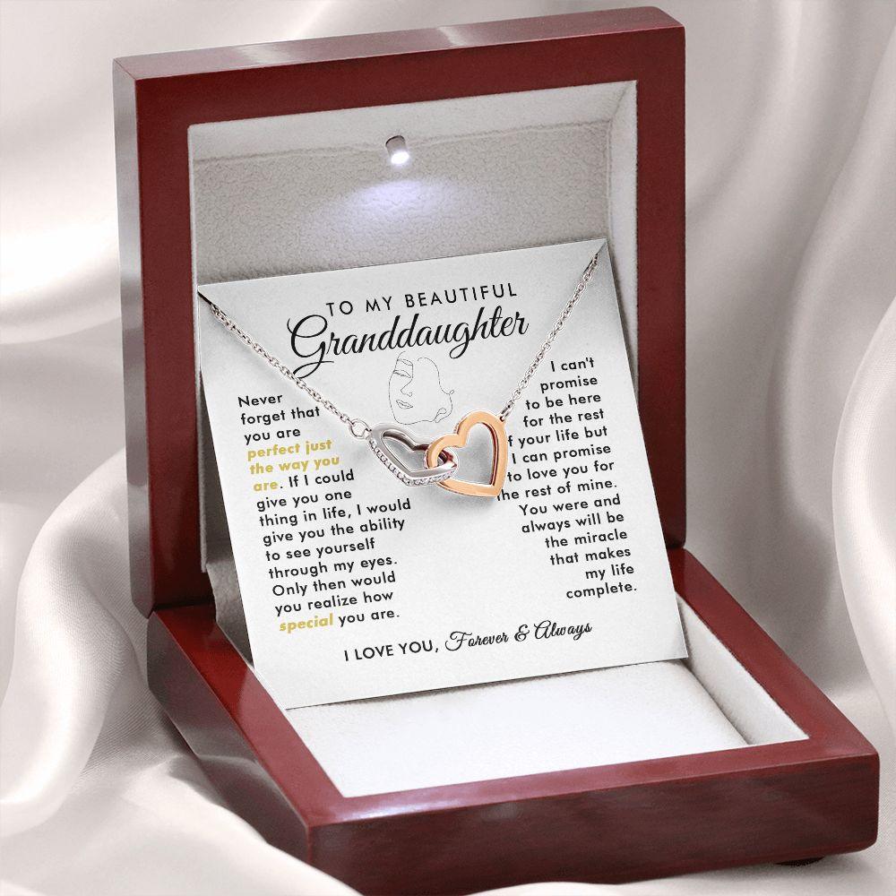 To My Beautiful Granddaughter - Never Forget - Interlocking Hearts Necklace - Everyoou