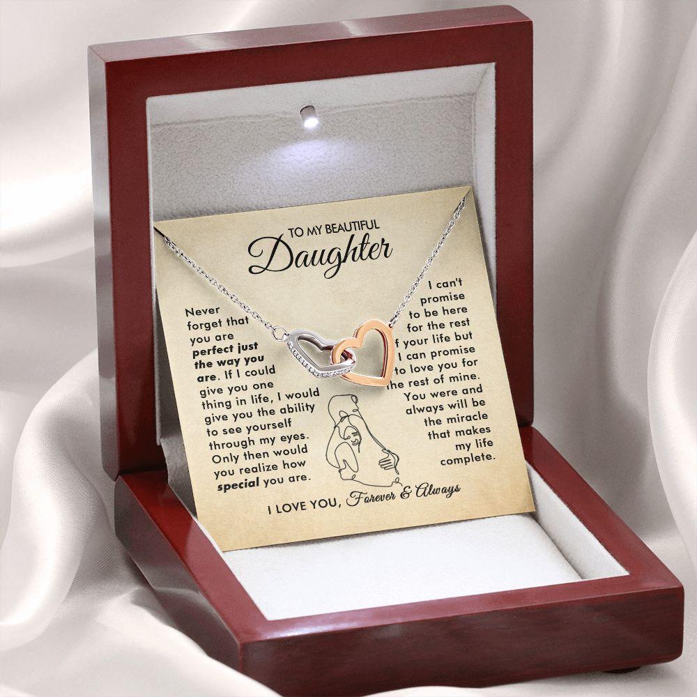 To My Beautiful Daughter - The Way You Are - Interlocking Hearts Necklace - Everyoou