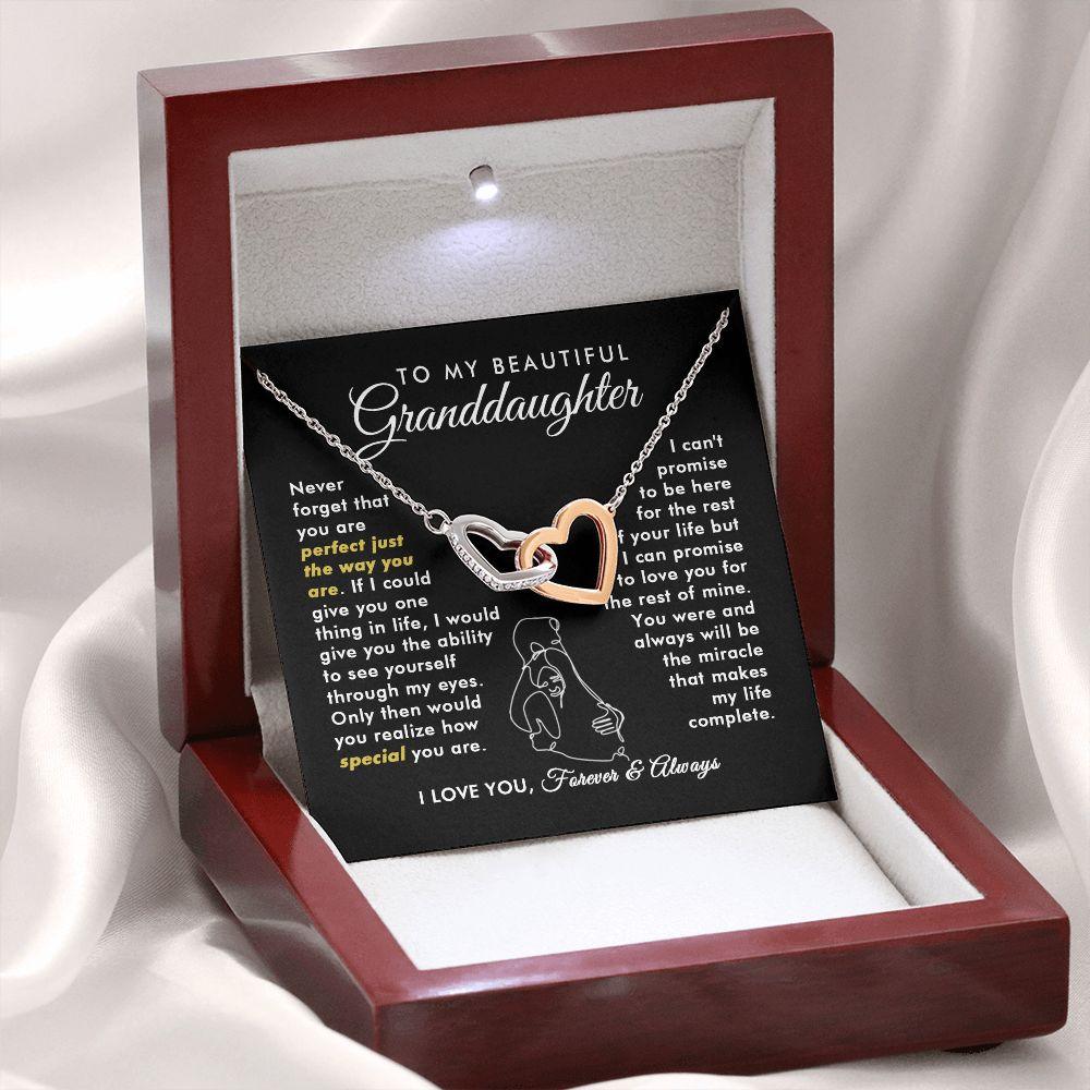 To My Beautiful Granddaughter - Promise - Interlocking Hearts Necklace - Everyoou