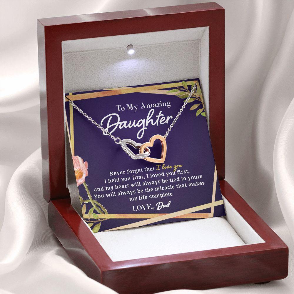 To My Amazing Daughter - Tied To You - Interlocking Hearts Necklace - Everyoou