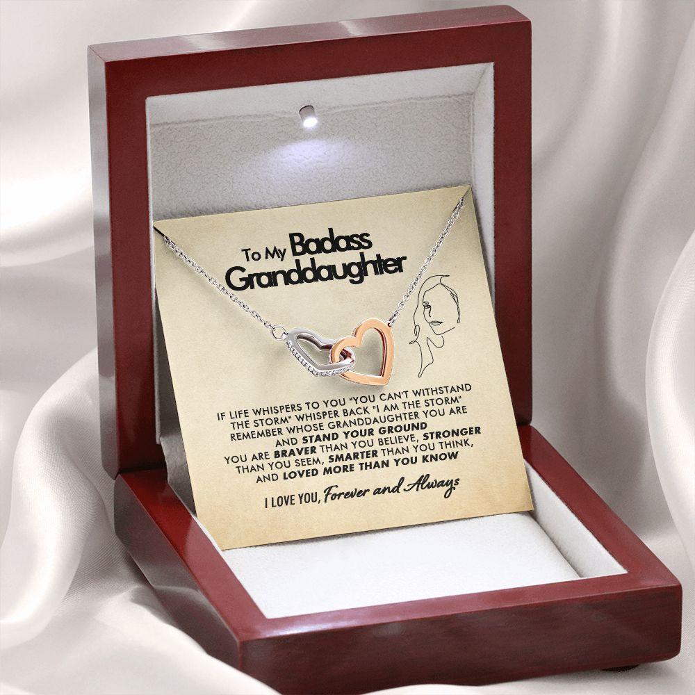 To My Badass Granddaughter - Loved - Interlocking Hearts Necklace - Everyoou