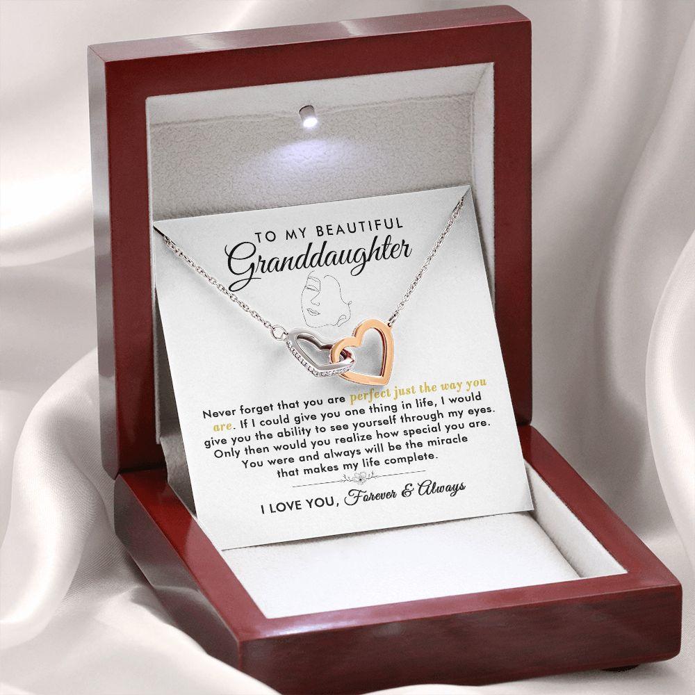 To My Beautiful Granddaughter - Forever - Interlocking Hearts Necklace - Everyoou