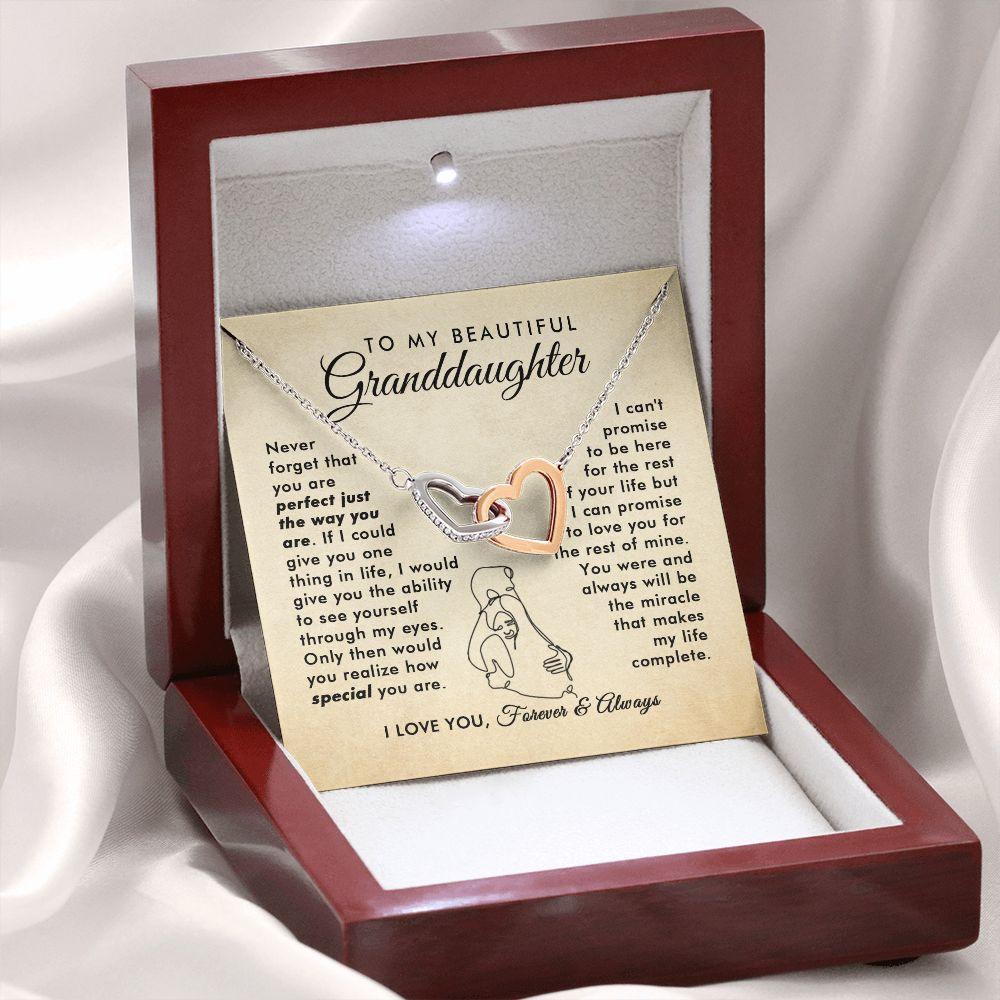 To My Beautiful Granddaughter - Rest Of My Life - Interlocking Hearts Necklace - Everyoou