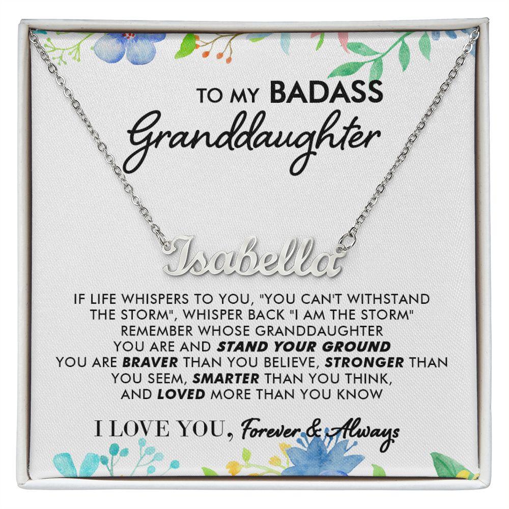 To My Badass Granddaughter - I Am The Storm - Personalized Name Necklace - Everyoou