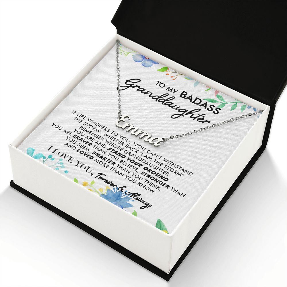 To My Badass Granddaughter - I Am The Storm - Personalized Name Necklace - Everyoou