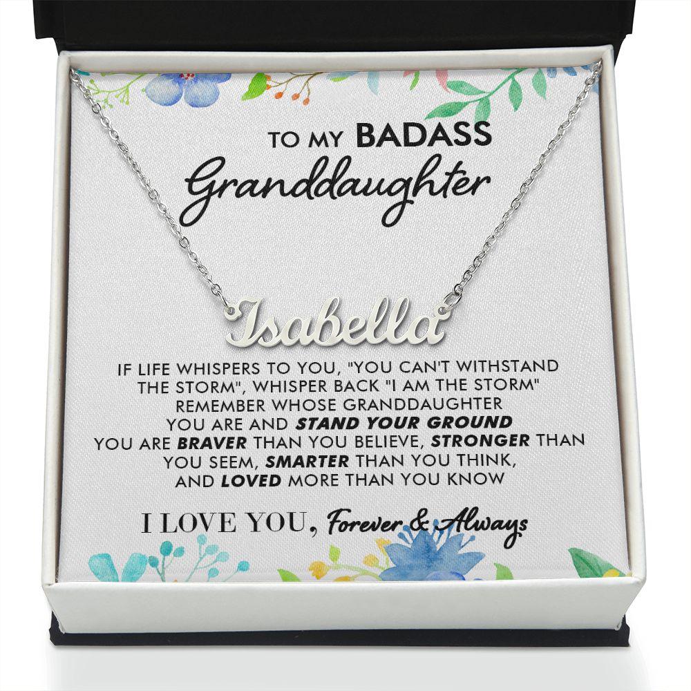 To My Badass Granddaughter - I Am The Storm - Personalized Name Necklace - Everyoou