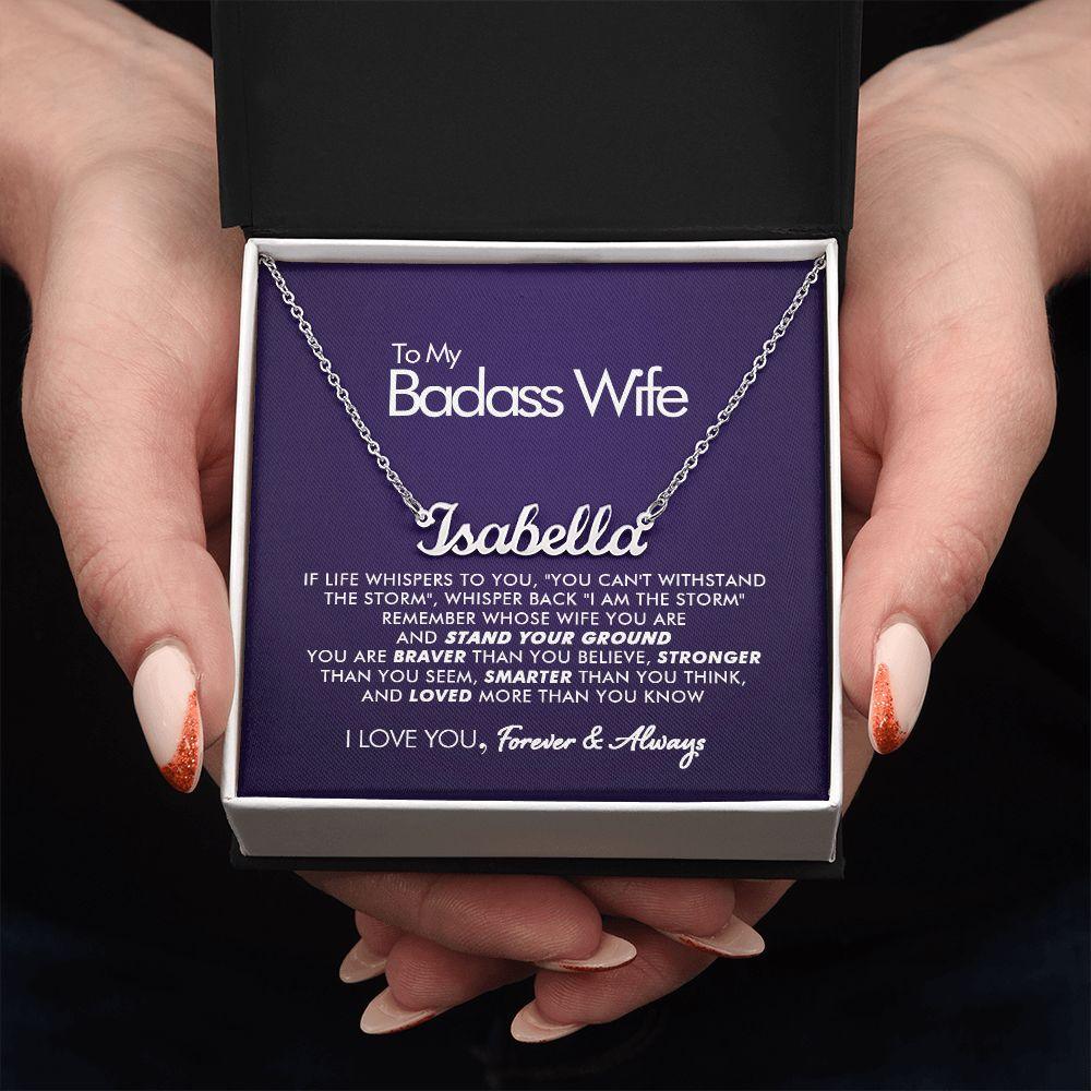 To My Badass Wife - Stronger - Personalized Name Necklace - Everyoou