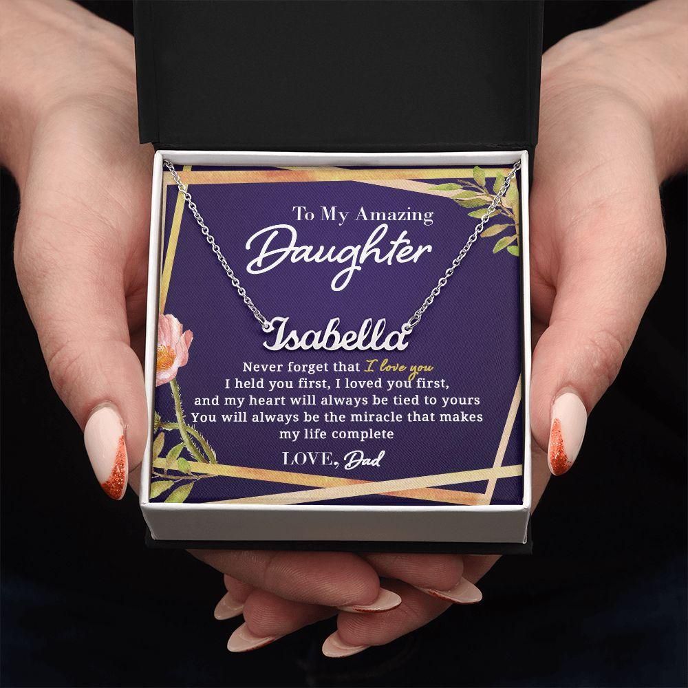 To My Amazing Daughter - Tied To Yours - Personalized Name Necklace - Everyoou