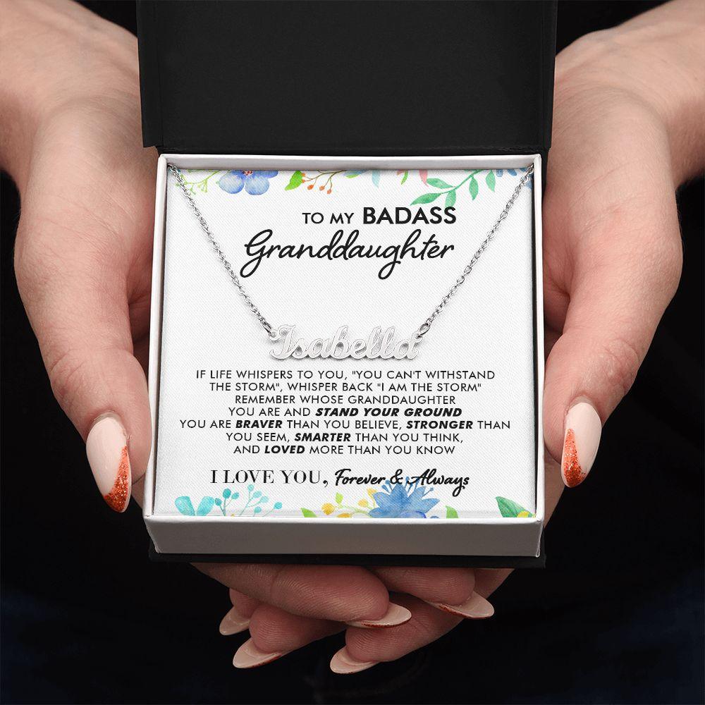To My Badass Granddaughter - I Am The Storm - Personalized Name Necklace - Everyoou