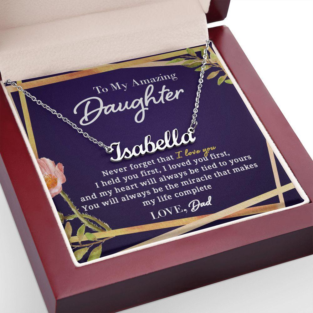 To My Amazing Daughter - Tied To Yours - Personalized Name Necklace - Everyoou