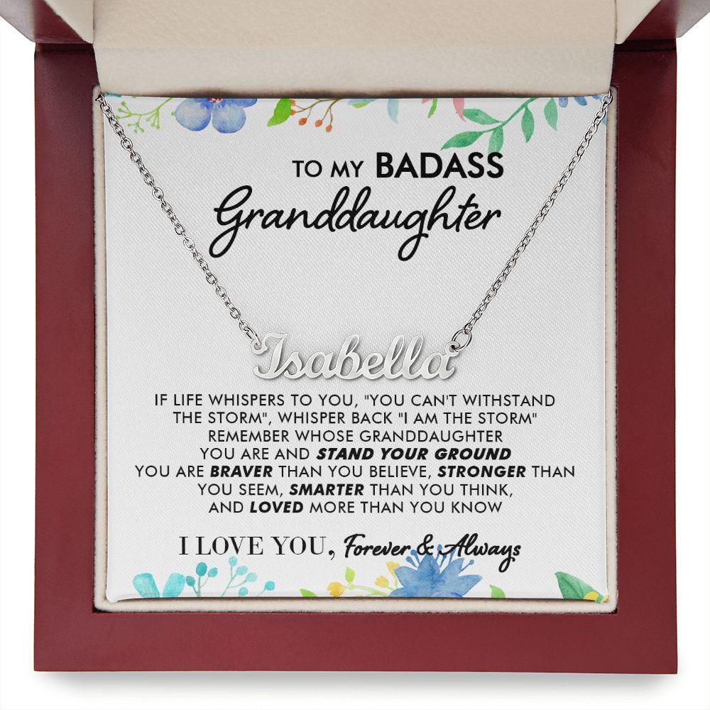 To My Badass Granddaughter - I Am The Storm - Personalized Name Necklace - Everyoou
