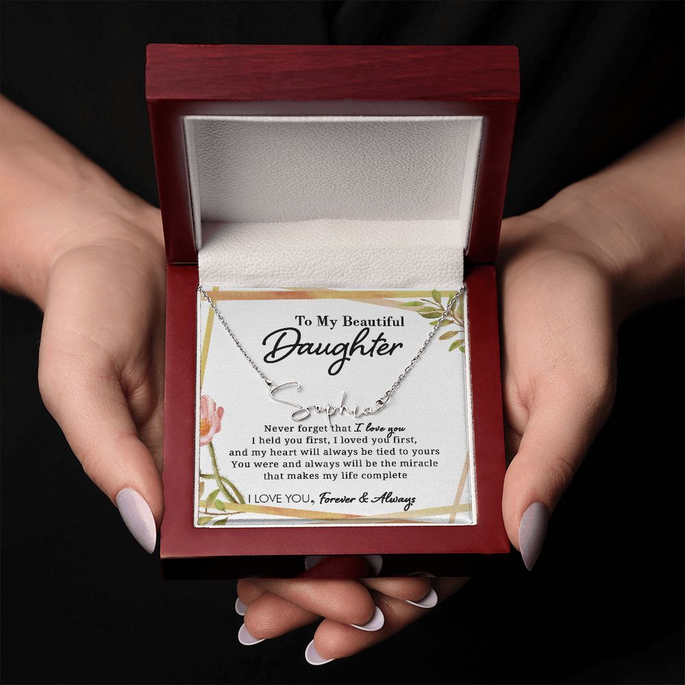 To My Beautiful Daughter - Miracle Of My Life - Personalized Signature Name Necklace - Everyoou