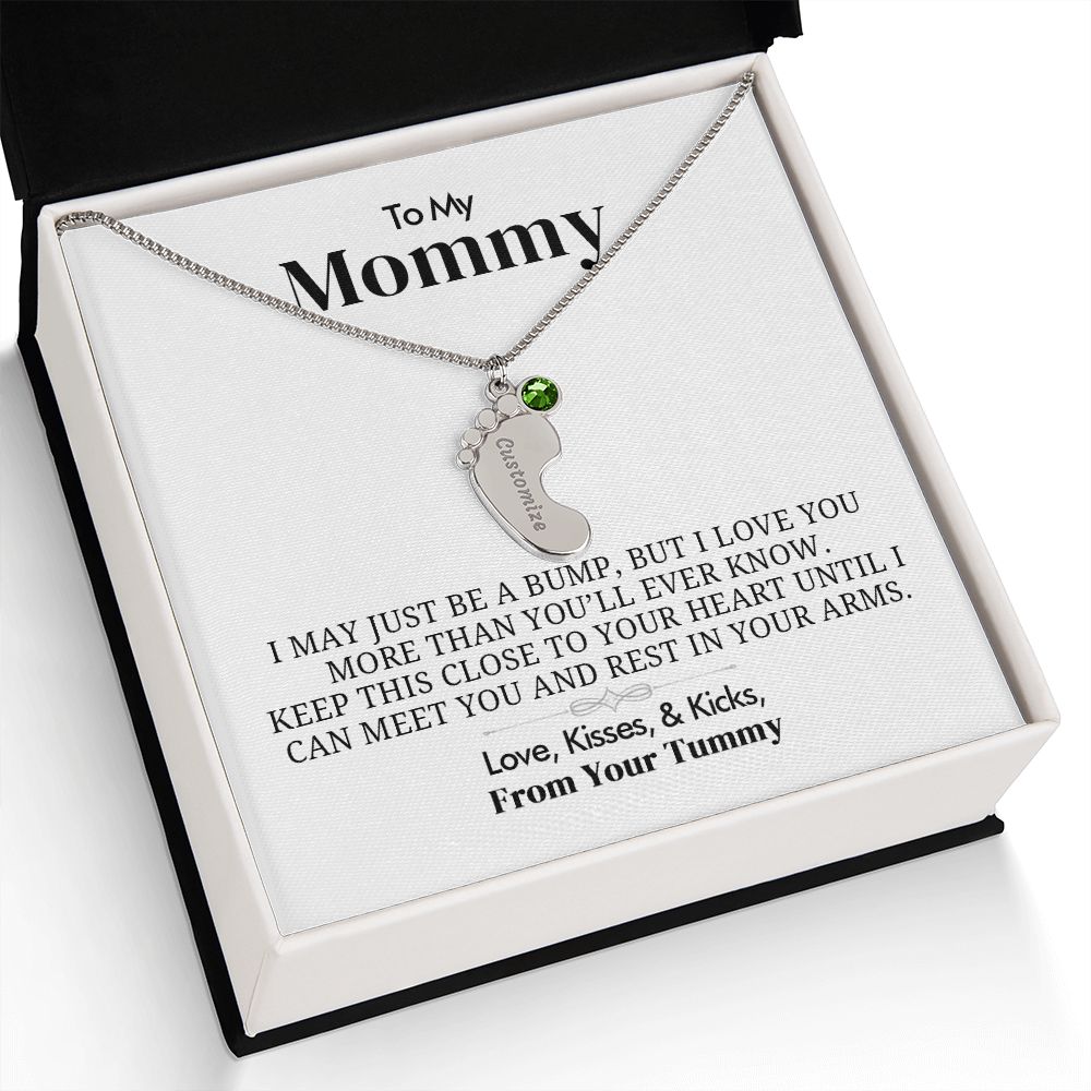 To My Mommy - Engraved Baby Feet with Birthstone - Everyoou