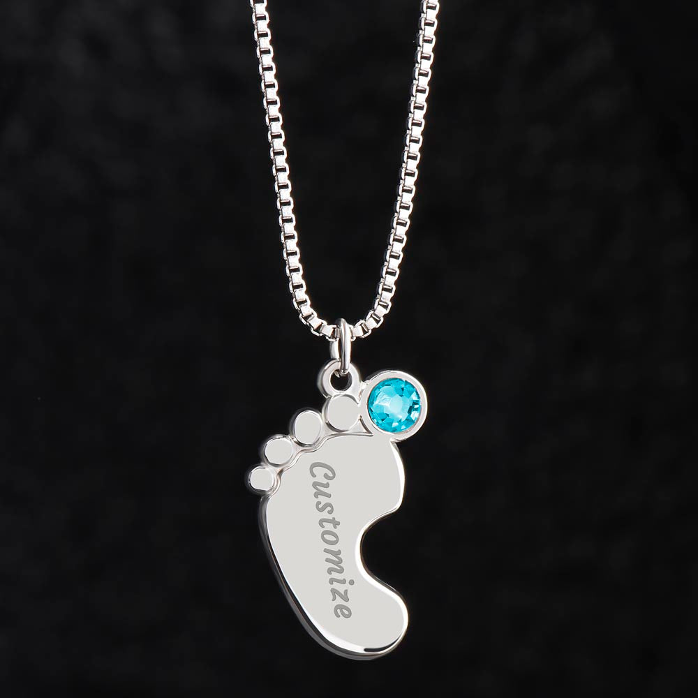 To My Mommy - Engraved Baby Feet with Birthstone - Everyoou