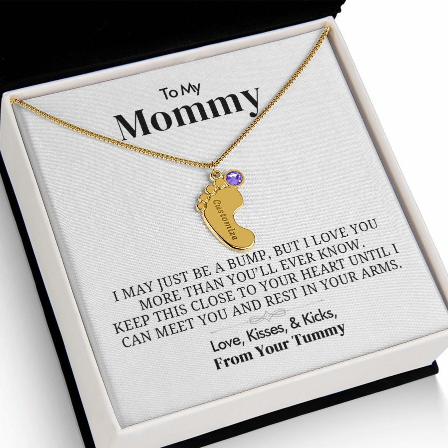 To My Mommy - Engraved Baby Feet with Birthstone - Everyoou