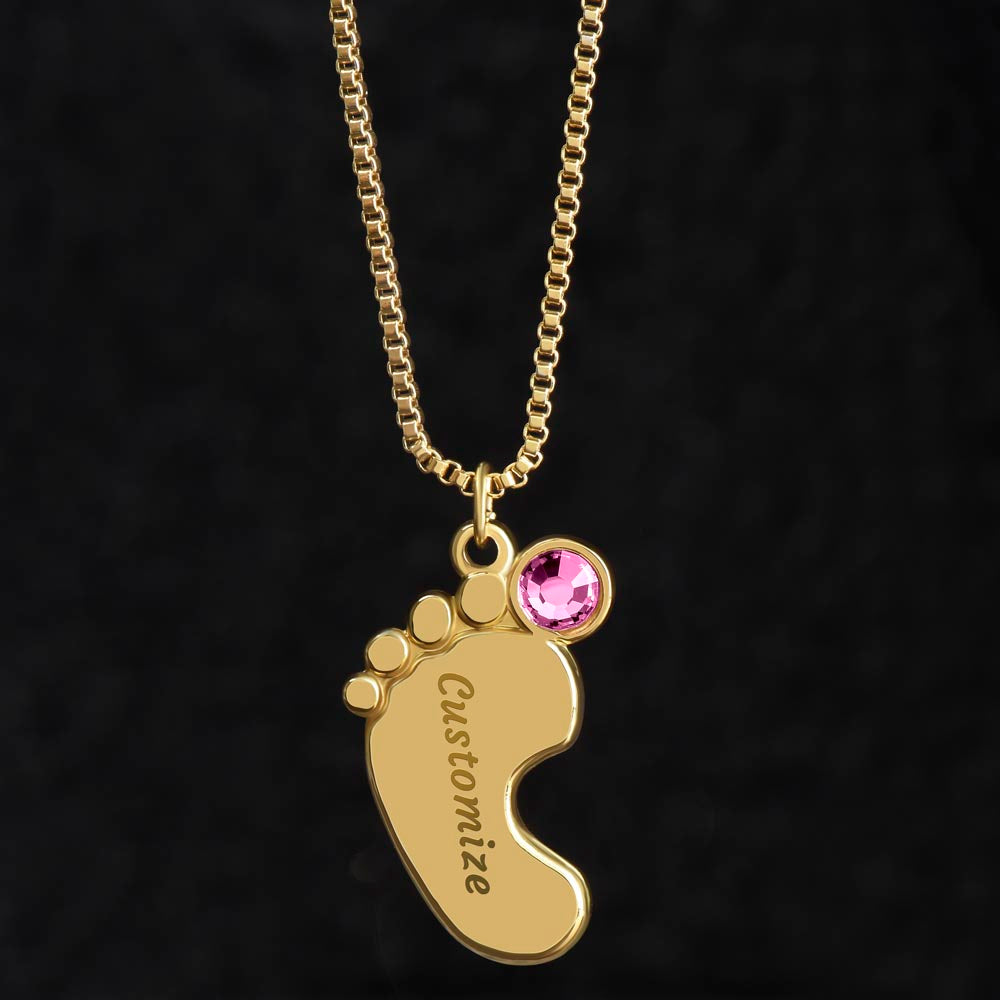 To My Mommy - Engraved Baby Feet with Birthstone - Everyoou