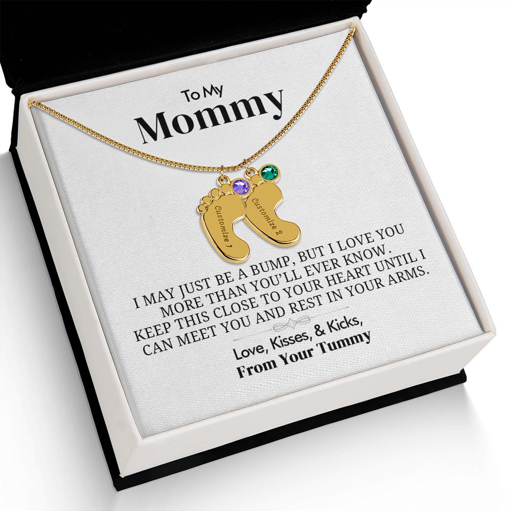 To My Mommy - Engraved Baby Feet with Birthstone - Everyoou