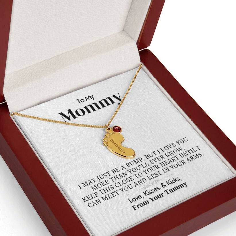 To My Mommy - Engraved Baby Feet with Birthstone - Everyoou