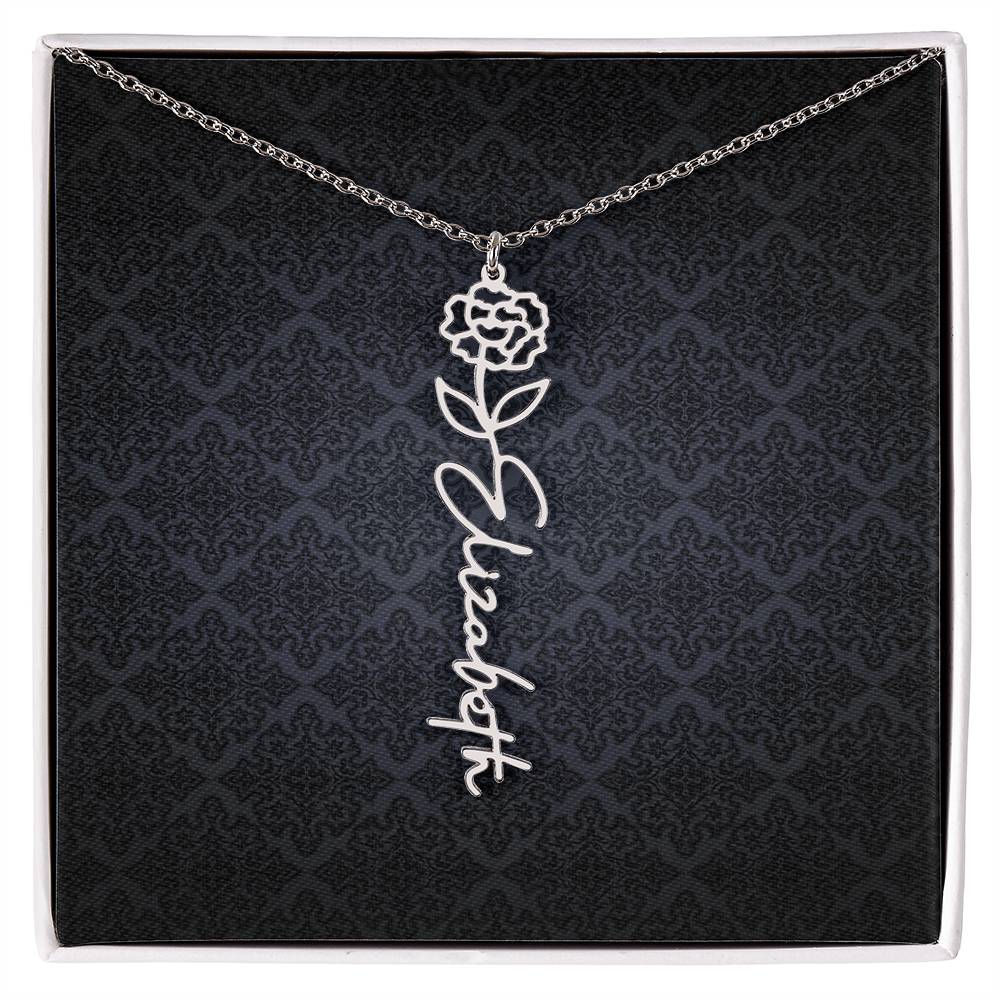 Birth Flower Name Necklace - Everyoou