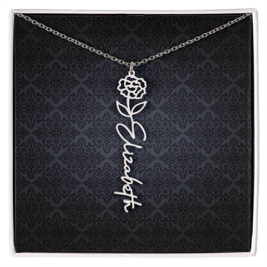 Birth Flower Name Necklace - Everyoou