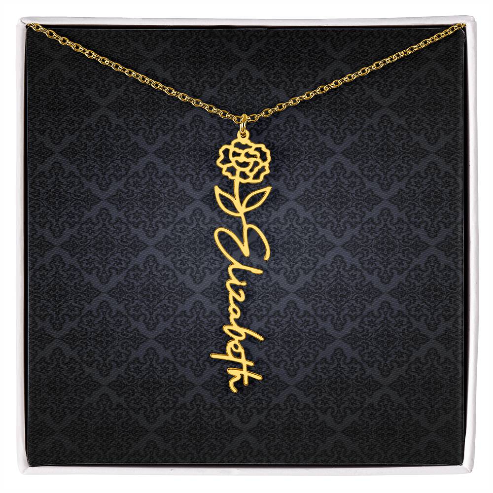 Birth Flower Name Necklace - Everyoou