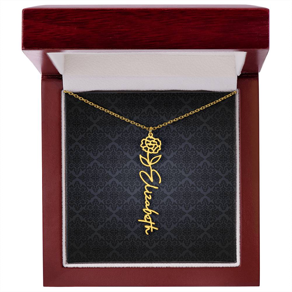Birth Flower Name Necklace - Everyoou