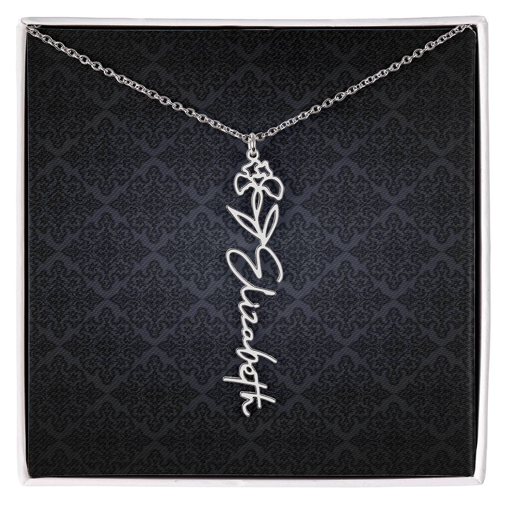Birth Flower Name Necklace - Everyoou