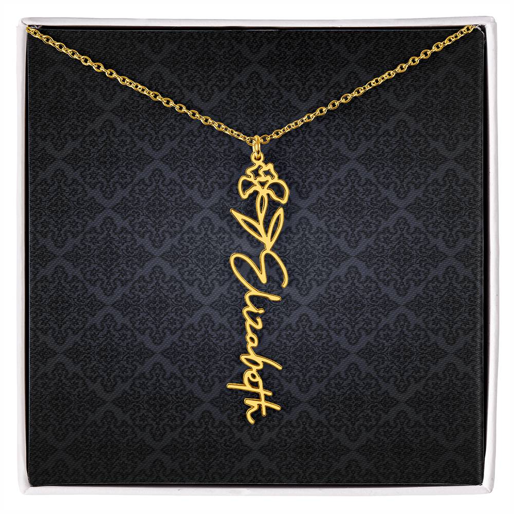 Birth Flower Name Necklace - Everyoou