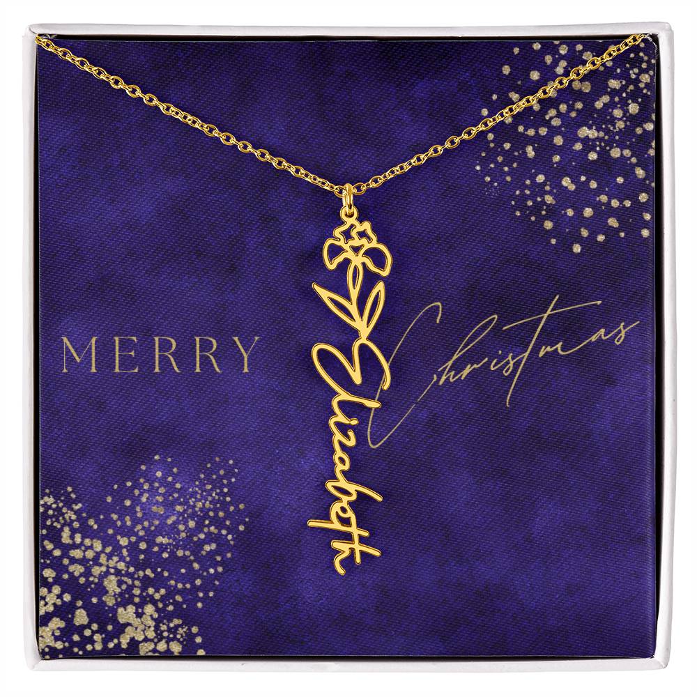 Birth Flower Name Necklace, Christmas Gift For Her - Everyoou