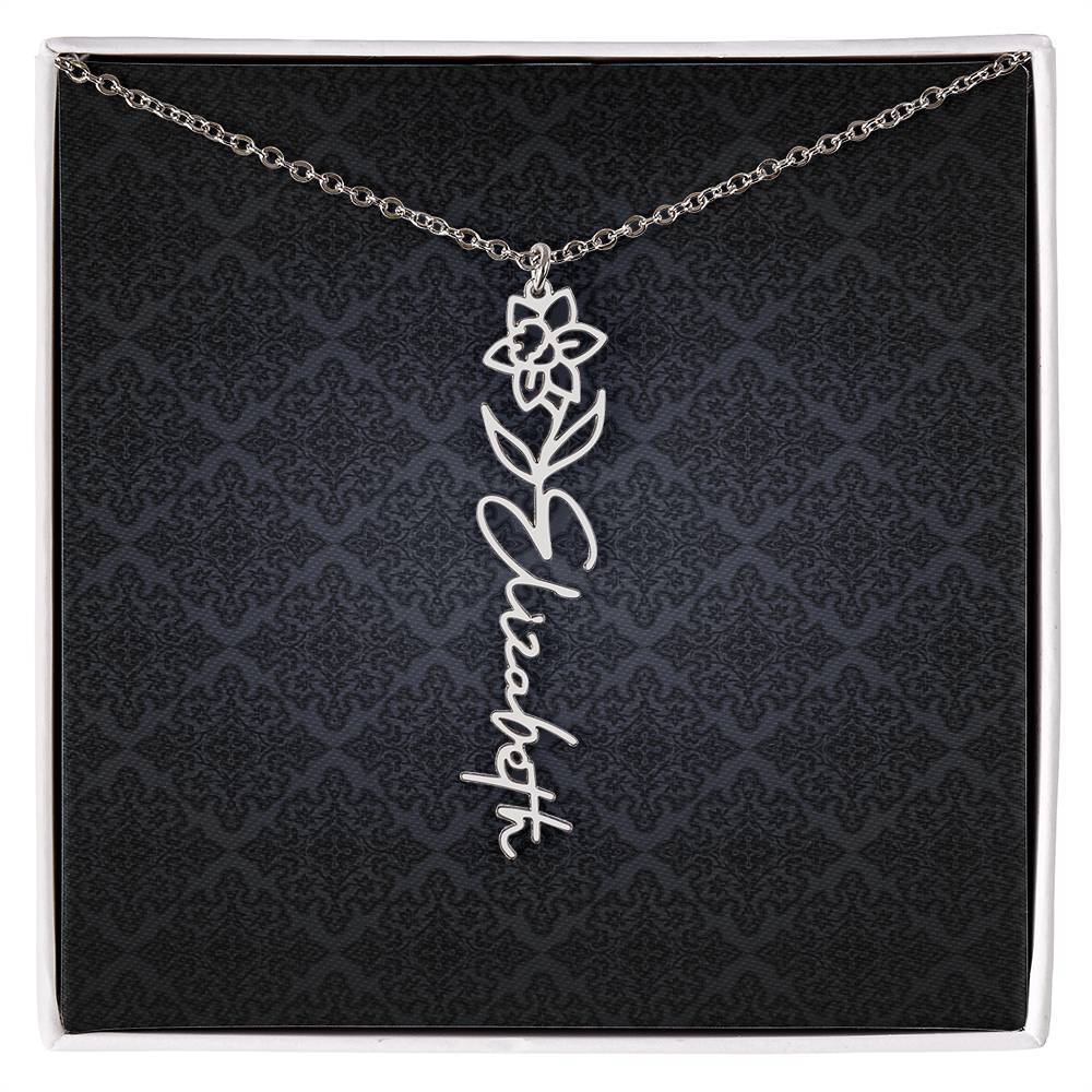 Birth Flower Name Necklace - Everyoou