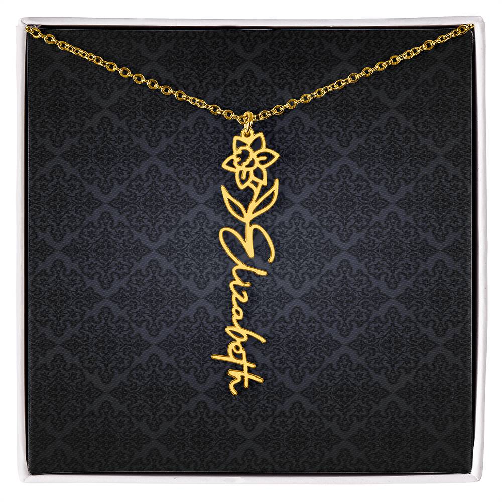 Birth Flower Name Necklace - Everyoou