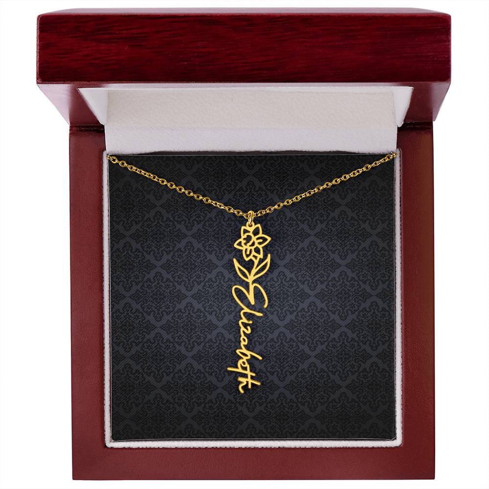 Birth Flower Name Necklace - Everyoou