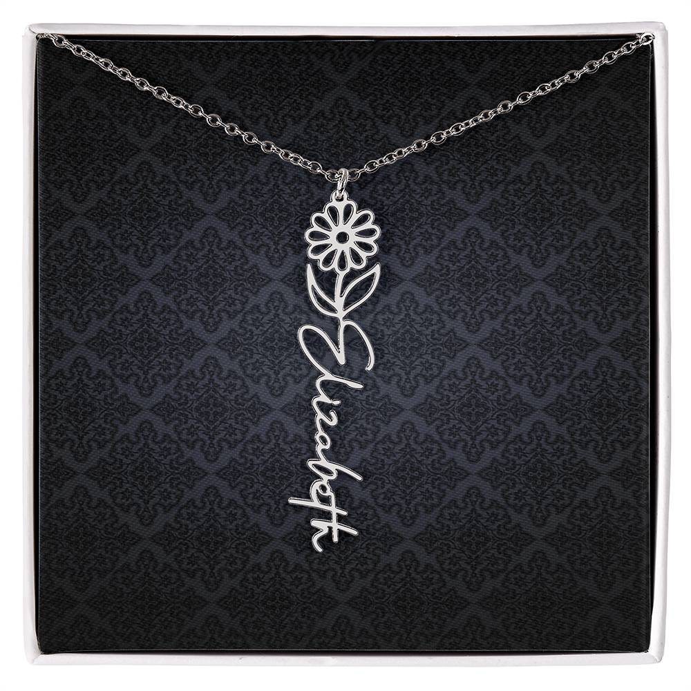 Birth Flower Name Necklace - Everyoou