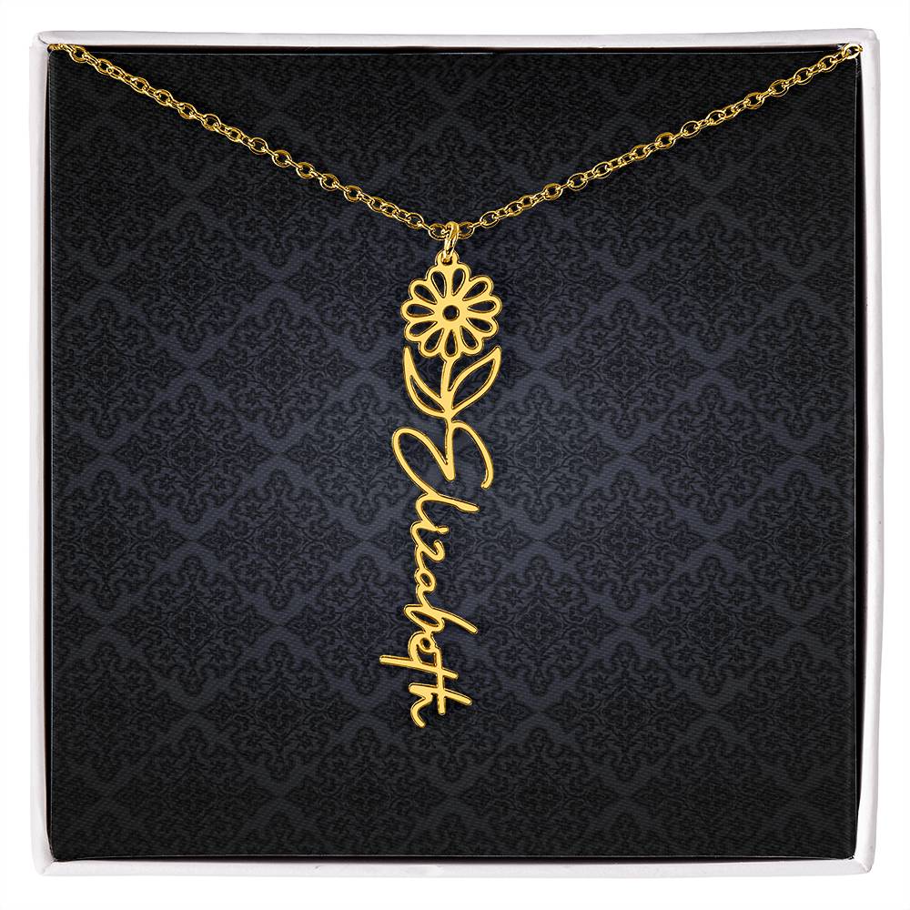 Birth Flower Name Necklace - Everyoou