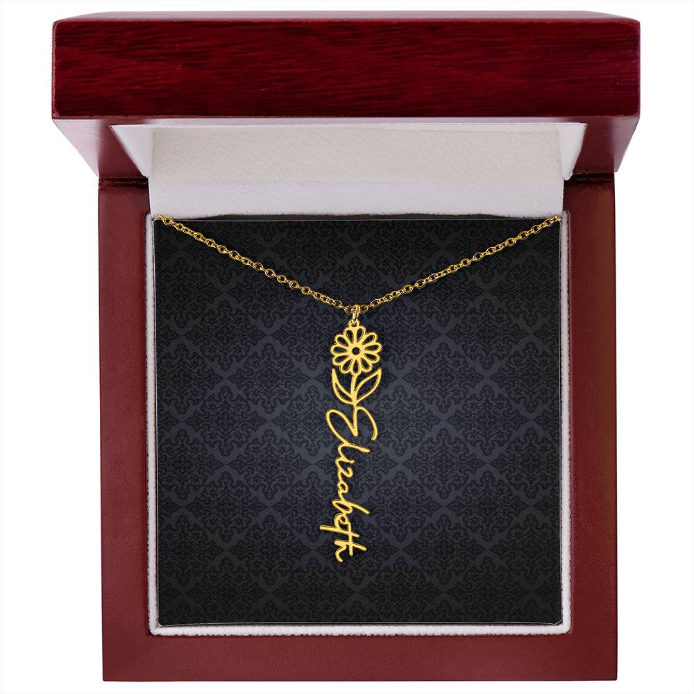 Birth Flower Name Necklace - Everyoou